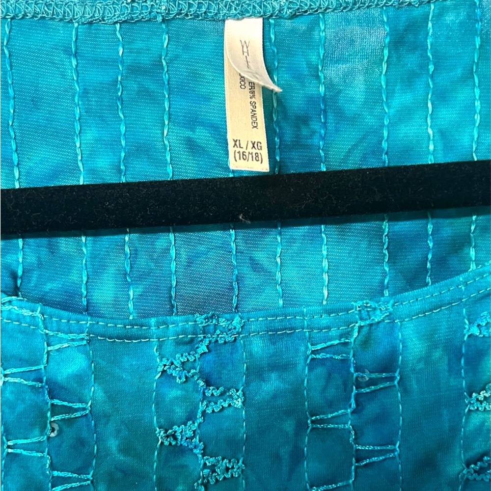 White Stag Blue mixed media Sleeveless Tank Top plus size - Picture 3 of 4
